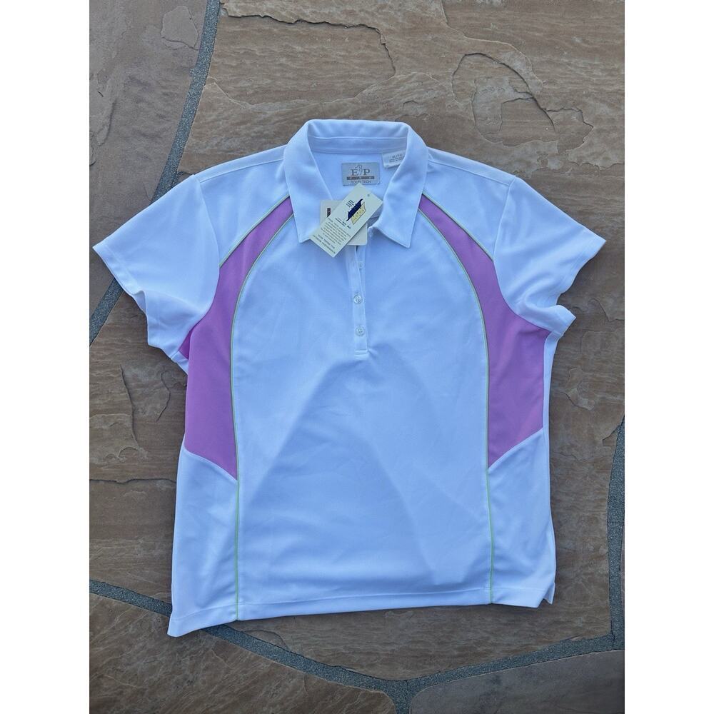 EP Pro Tour Tech XLarge White Pink Golf Polo Shirt Short Sleeves El Legado